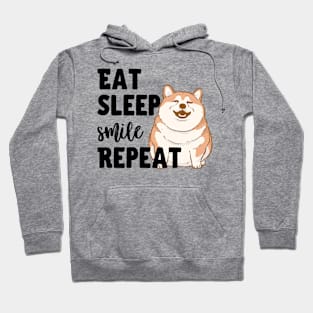 Eat Sleep Smile Repeat Fat Shiba Inu Akita Inu Hoodie